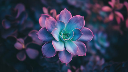 Purple flower with a green center, captured in detail, highlighting its natural beauty, perfect for floral and succulent-themed visualsの素材