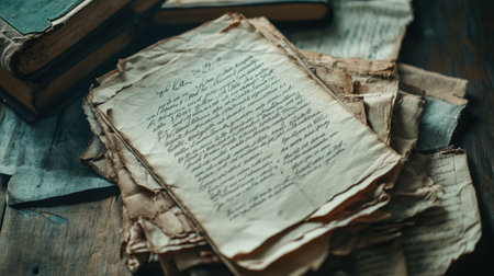 Rustic, vintage paper background with faded colors and distressed texture, capturing the feel of an old, aged document.の素材