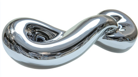Shiny chrome molten metal element in Y2K style, isolated, with a sleek, futuristic look and flowing liquid metal textureの素材
