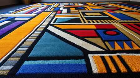 South African textile featuring bold, bright Ndebele patterns, reflecting rich cultural traditions in vibrant, geometric forms.の素材