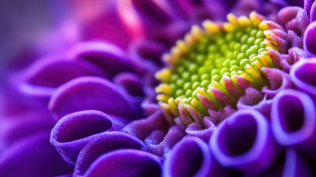 Vibrant close-up of a purple succulent flower with a bright green center, capturing its natural beauty in exquisite detailの素材