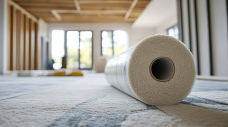A roll of insulation material ready for installation, ensuring energy-efficient heating in homesの素材