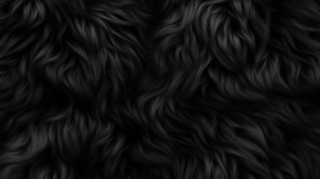 Artificial black wool texture, fluffy and soft, creating seamless pattern with realistic sheep fur lookの素材