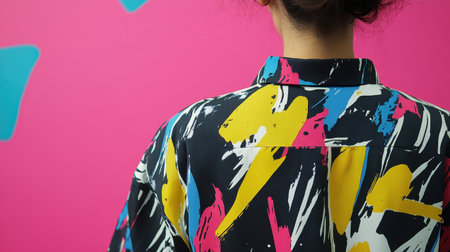 Fashion-forward designs featuring vivid abstract prints, gender-neutral, striking style suitable for any lookの素材