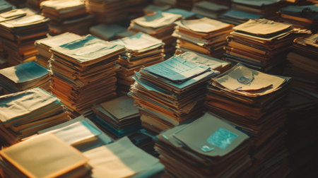 Clean, minimalist archive with neatly organized documents, promoting a streamlined lifestyleの素材