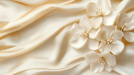 Beautiful thank you card on soft fabric, floral elements adding charm, customizable text for a heartfelt messageの素材