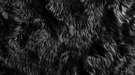 Black wool texture seamless pattern, fluffy artificial sheep fur for warm, cozy textile feelの素材