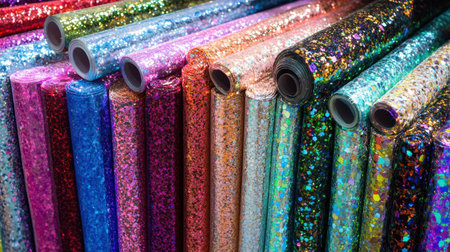 Bold iridescent fabrics with reflective colors, creating unique, shimmering textures for trendy fashion designsの素材