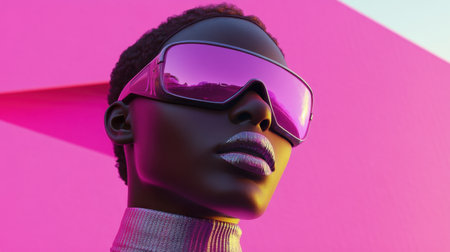 Futuristic fashion blending 80s-inspired colors with metallic accents, modern and retro elements for a bold statementの素材