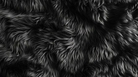 Seamless pattern of black wool texture, fluffy and cozy, soft fur appearance for realistic lookの素材