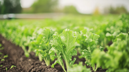Fresh crops growing beneath solar panels, close-up highlighting agrivoltaics and modern eco-friendly agricultureの素材