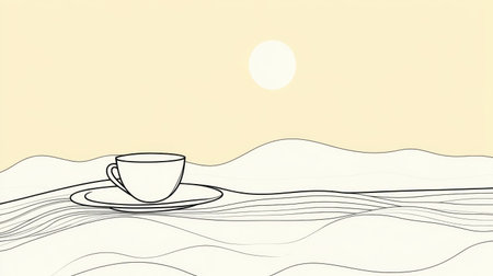 Minimalist line art blends abstract forms and everyday objects, showcasing creative transformations.の素材