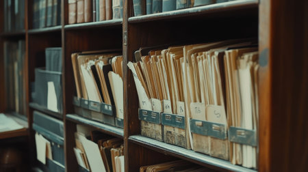 Simple archive setup with organized files, capturing modern document storage for minimalismの素材
