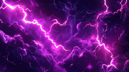 A vibrant comic art-style background showcasing dynamic purple lightning flashes, creating an exciting and energetic atmosphere for visual storytelling.の素材
