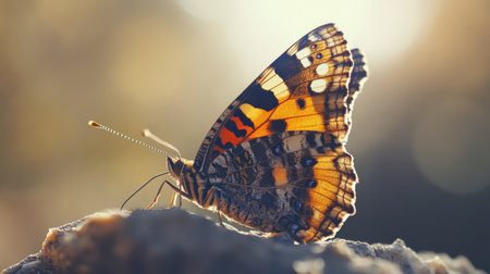 Butterfly freshly hatched, unfolding wings from the pupa in a moment of transformationの素材