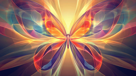 Unique abstract butterfly with bold lines and colors, symbolizing creativity and transformation.の素材