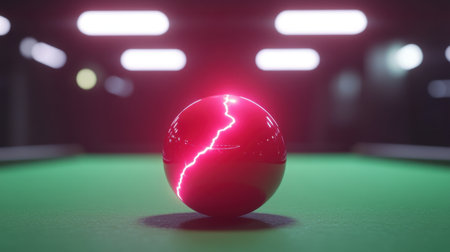 A striking electric sphere sits on a green surface, illuminated by dramatic light. This dynamic image captures energy and modern aesthetics, perfect for various themes.の素材
