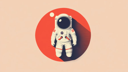 Creative flat design of an astronaut insignia, displaying a distinctive space mission patch with unique symbols, representing bravery and the quest for knowledge.の素材