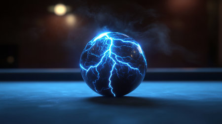 A mesmerizing electric sphere showcasing vibrant blue lightning effects. This captivating visual represents energy and technology in a stunning abstract scene.の素材