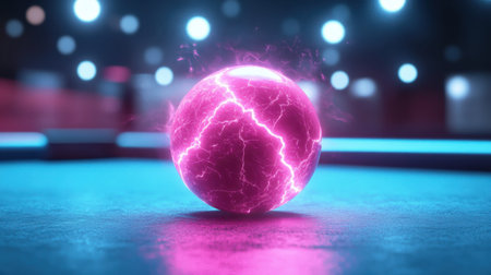 A stunning pink energy sphere radiates electric light, creating a vibrant and captivating atmosphere. Perfect for futuristic designs and digital concepts.の素材