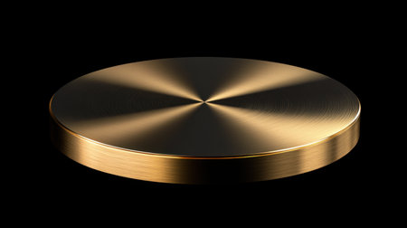 A sleek and polished gold metal base with a glossy finish, perfect for showcasing products or as an artistic element. Ideal for modern design projects.の素材