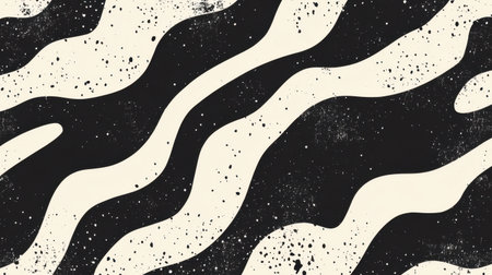 This abstract black and white wavy pattern creates a striking visual effect, perfect for backgrounds, wallpapers, and artistic designs. Smooth lines and contrast enhance its appeal.の素材