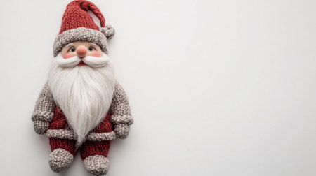 This charming Santa doll features a knit outfit and a white beard, perfect for adding a whimsical touch to holiday decorations and festivities.の素材