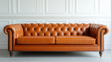 A stylish leather sofa set in a bright interior, combining classic and modern design elements. Ideal for home decor and cozy living spaces.の素材