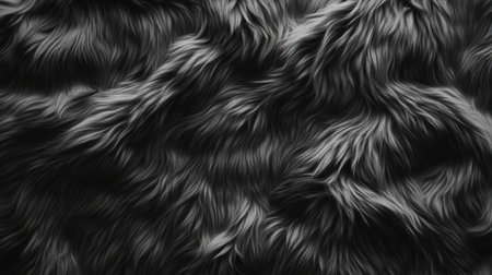 Close-up of dark grey fur, soft and fluffy with natural hair texture, perfect for realistic backgroundsの素材