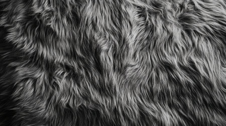 Close-up of dark grey fur, soft and fluffy with natural hair texture, perfect for realistic backgroundsの素材