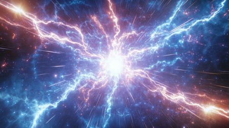 Dynamic light speed background with streaking motion trails and vibrant energy linesの素材