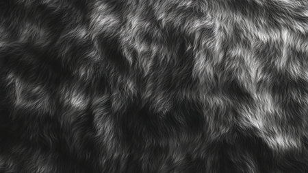 Close-up of natural grey fur with fluffy patterns, creating a realistic and cozy background textureの素材