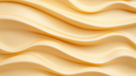 Close-up of soft yellow cream texture with elegant wavy drapes and a smooth, luxurious appearanceの素材