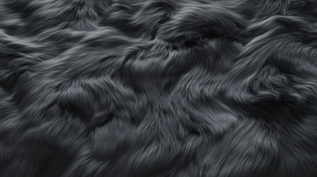 Realistic dark grey fur with smooth, fluffy texture and natural hair details for elegant designsの素材