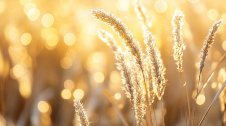 Soft glowing golden bokeh lights, creating a warm and elegant abstract effectの素材