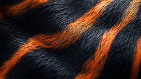 Vibrant tiger fur close-up, showcasing black and orange striped patterns for exotic designsの素材