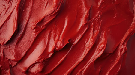 Close-up of chunky tomato sauce with visible textures and a rich red color, ideal for culinary designsの素材