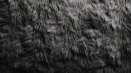 Dark grey fur texture with fine fluffy details, emphasizing natural softness and hair patternsの素材
