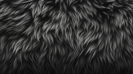 Fluffy dark grey fur texture with natural hair detail, perfect for luxurious and realistic designsの素材