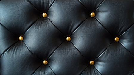 Classic tufted design featuring black leather and luxurious gold buttons, perfect for sophisticated backdropsの素材