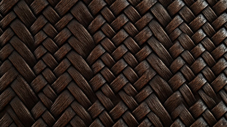 Herringbone patterned dark wood texture with deep grains and a sleek matte finish for elegant designsの素材