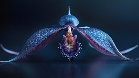 Discover the beauty of this ethereal orchid, showcasing vibrant blue and purple colors. Ideal for nature lovers and floral art enthusiasts alike.の素材