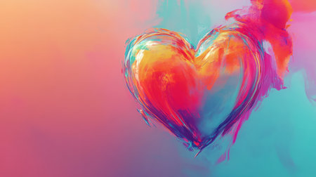 This vibrant heart illustration features colorful swirls and an abstract background, capturing emotions of love and creativity in a modern artistic style.の素材