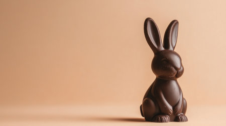 A charming chocolate bunny figurine sits gracefully against a soft background, perfect for Easter celebrations or spring-themed events, evoking joy and nostalgia.の素材