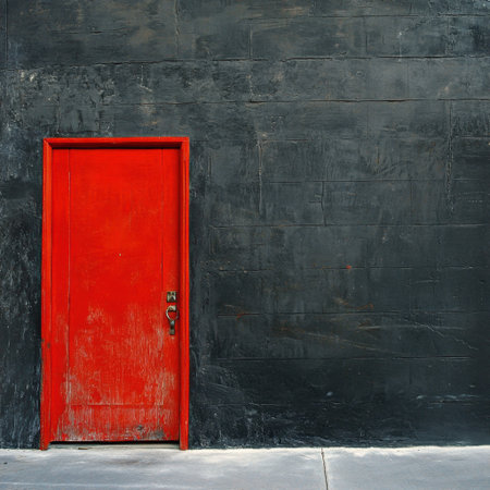Bright Red Door on Charcoal Wallの素材