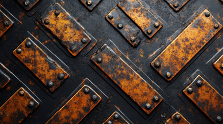 Rugged metal texture featuring rust patterns and scratched details, perfect for industrial or grunge themes.の素材