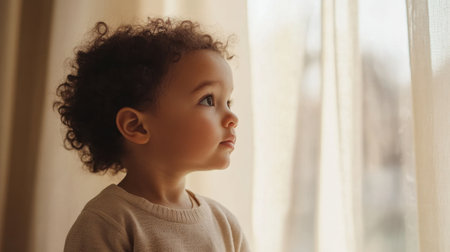 Contemporary cream-toned living room with a minimalist TV wall cabinet, soft lighting enhancing its serene vibe.の素材