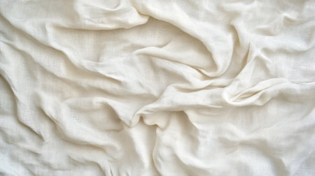 Elegant cream fabric with a soft texture and gentle waves creates a serene and neutral backdrop perfect for various design and photography projects.の素材