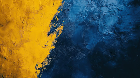 An artistic abstract image featuring bold yellow and deep blue colors, each accentuating the other with textured brush strokes for a captivating visual experience.の素材