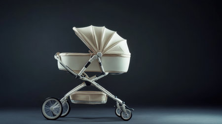 A stylish vintage baby stroller featuring a soft canopy, designed for modern parents who appreciate classic elegance in infant transportation solutions.の素材